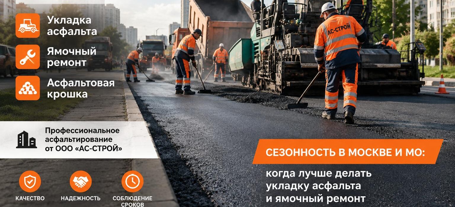 Сезонность в Москве и МО: когда лучше делать укладку асфальта и ямочный ремонт Сезонность в Москве и МО: когда лучше делать укладку асфальта и ямочный ремонт
